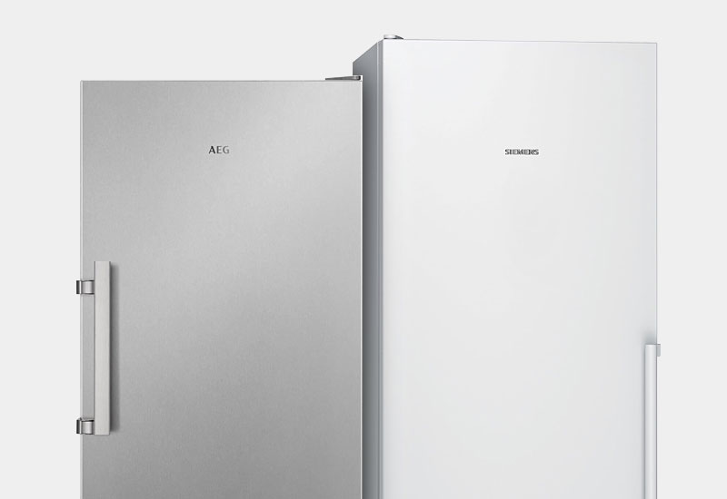 1-deurs koelkasten in RVS en de kleur wit