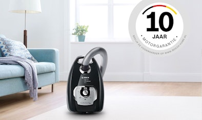Op de meeste Bosch sledestofzuigers met en zonder stofzak krijg je 10 jaar motorgarantie.