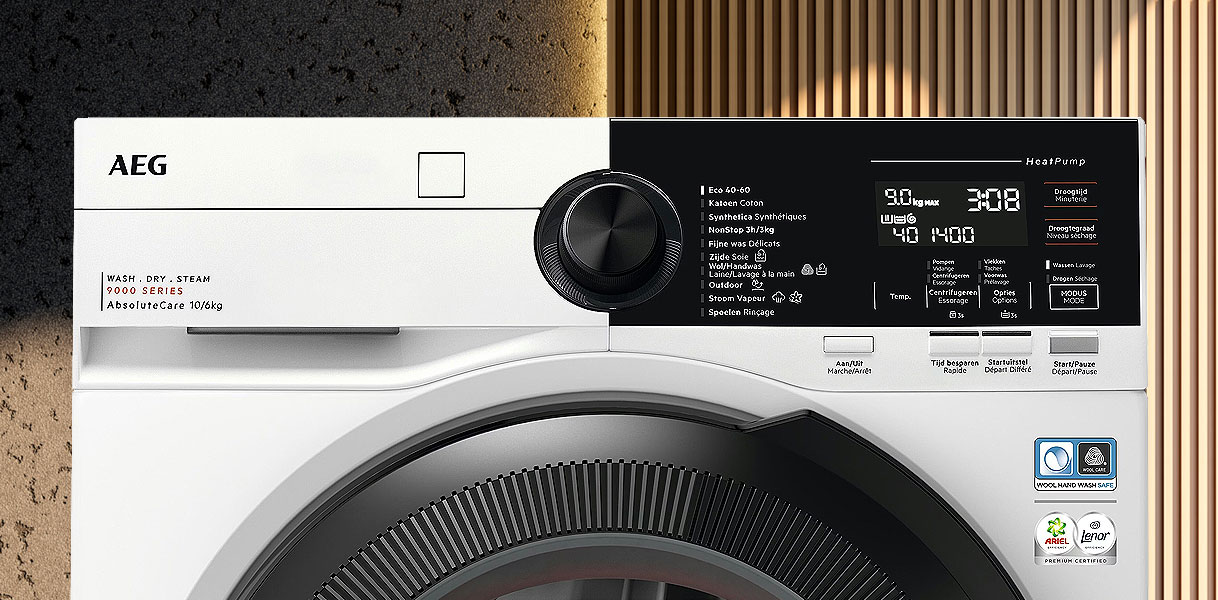 AEG 10 kg wasmachine met bedieningspaneel, ProSense-beladingsherkenning en AutoDose