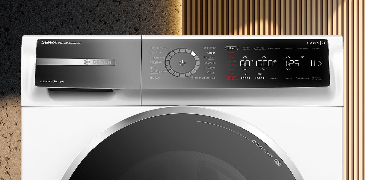 Bosch 10 kg wasmachine met bedieningspaneel en i-DOS voor automatische dosering