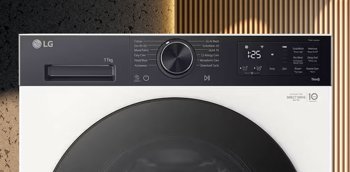 LG 10 kg wasmachine met bedieningspaneel en Direct Drive-motor