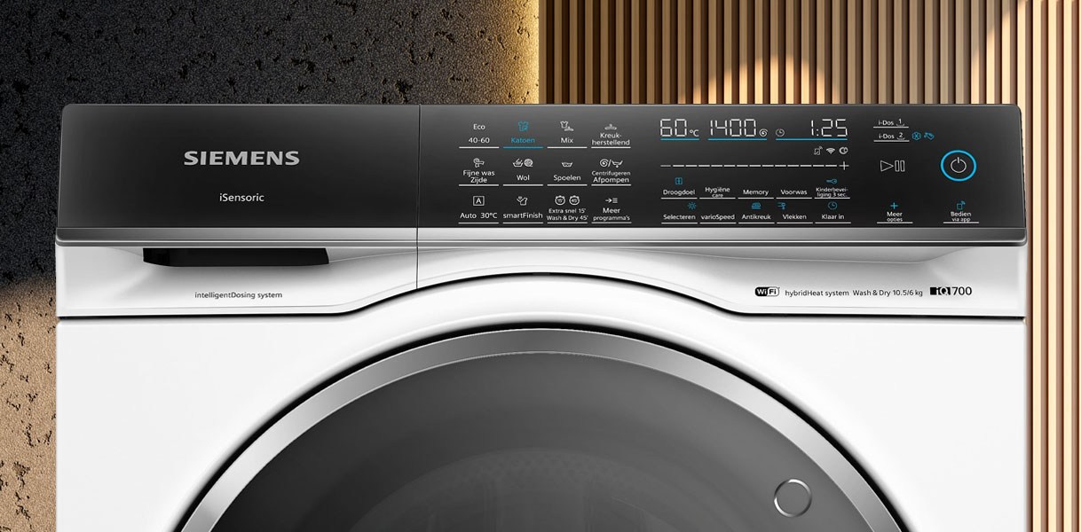 Siemens 10 kg wasmachine met bedieningspaneel, varioSpeed en i-Dos