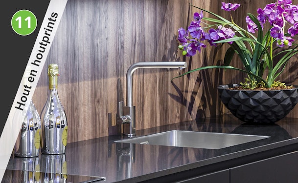 Keuken achterwand hout