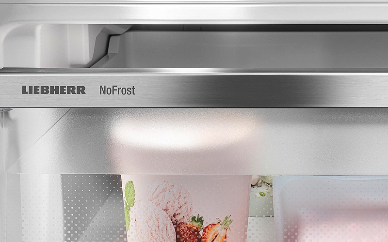 Liebherr NoFrost-vrieslade die laat zien dat er geen ijsvorming ontstaat