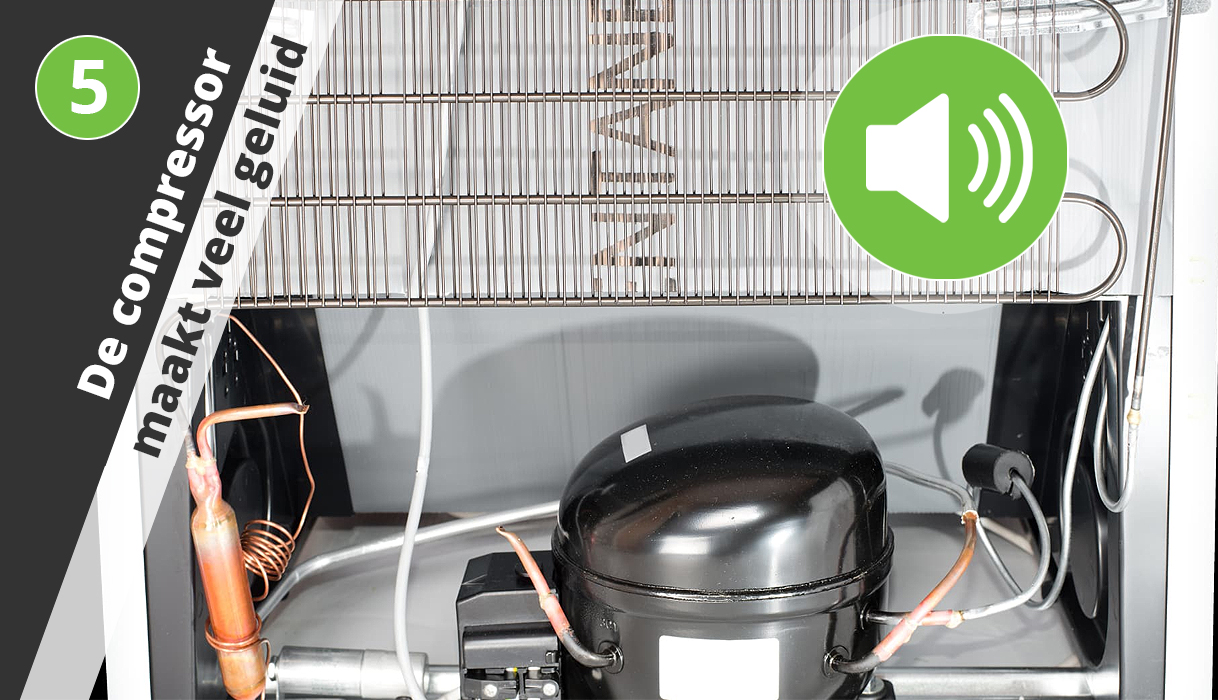 Vriezerscompressor die hoorbaar hard draait door slijtage