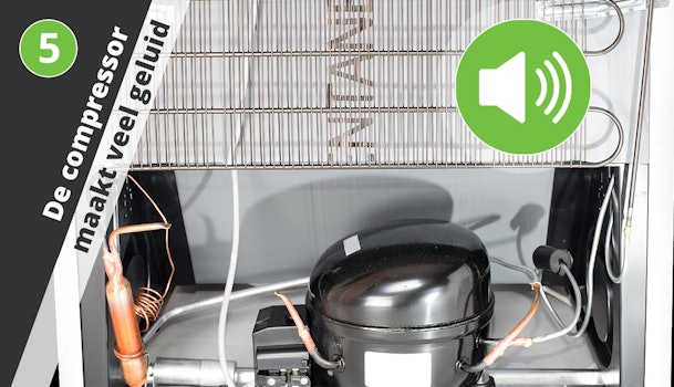 Vriezerscompressor die hoorbaar hard draait door slijtage