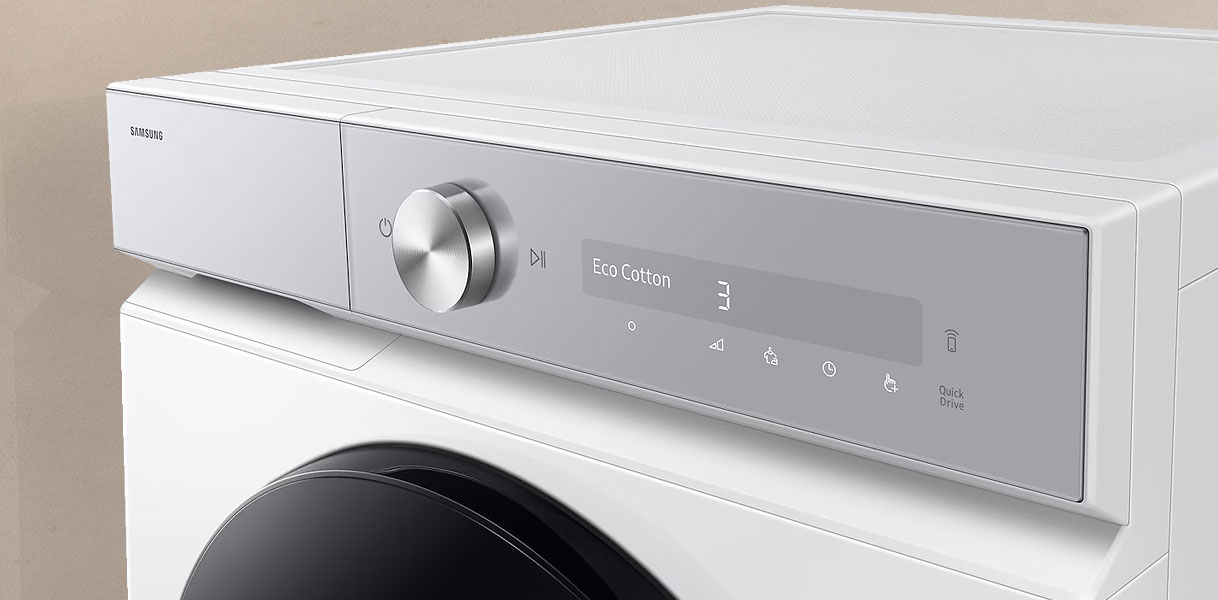 Samsung 6000-serie droger bedieningspaneel met AI Dry en QuickDrive voor energieklasse A