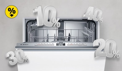 Bosch vaatwasser met kortingspercentages 10% 20% 30% 40% aanbiedingen