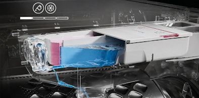 Doorsnede van het AutoDose-reservoir met wasmiddel bij de AEG 8000-serie met PowerCare