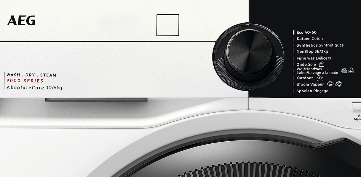 Bedieningspaneel van de AEG 9000-serie AbsoluteCare als topmodel met warmtepomp