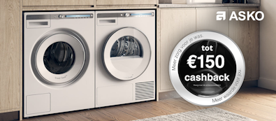 Asko: tot 150 euro cashback op wasmachines en drogers!
