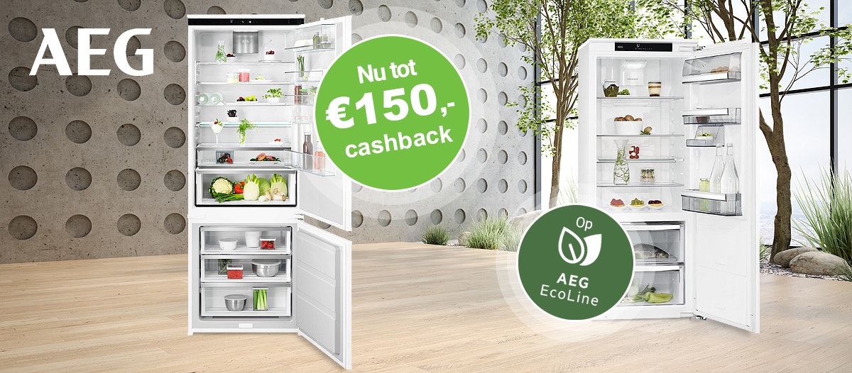 Ontvang nu tot €150,- retour bij aankoop van een AEG EcoLine koelkast, vrieskast of koel-vriescombinatie..