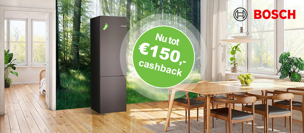 Ontvang nu tot 150 euro cashback op geselecteerde vrijstaande koel- en vriesapparatuur van Bosch.