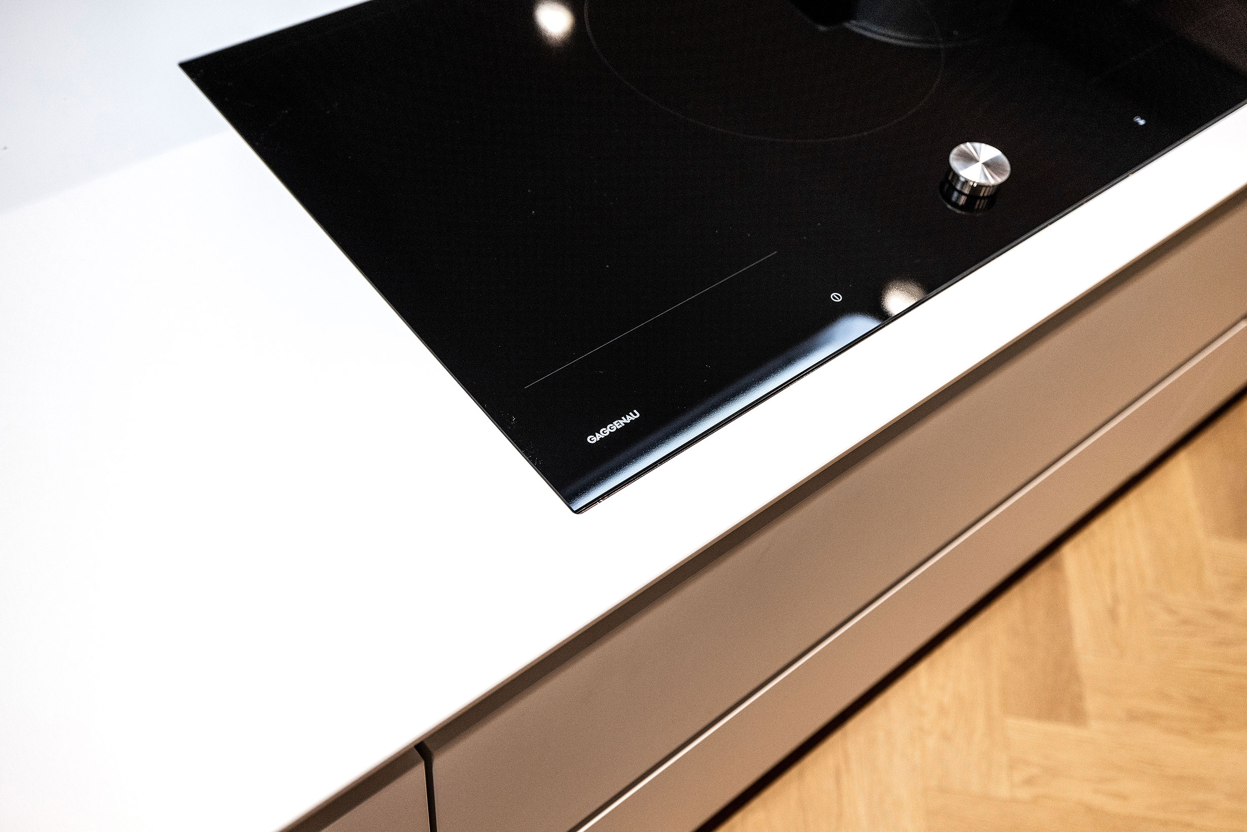 De kookplaat van Gaggenau met Flexfunctie voor het combineren van de rechthoekige kookzones.