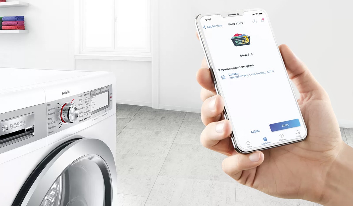 Bosch Home Connect WIFI wasmachine bedienen via App.