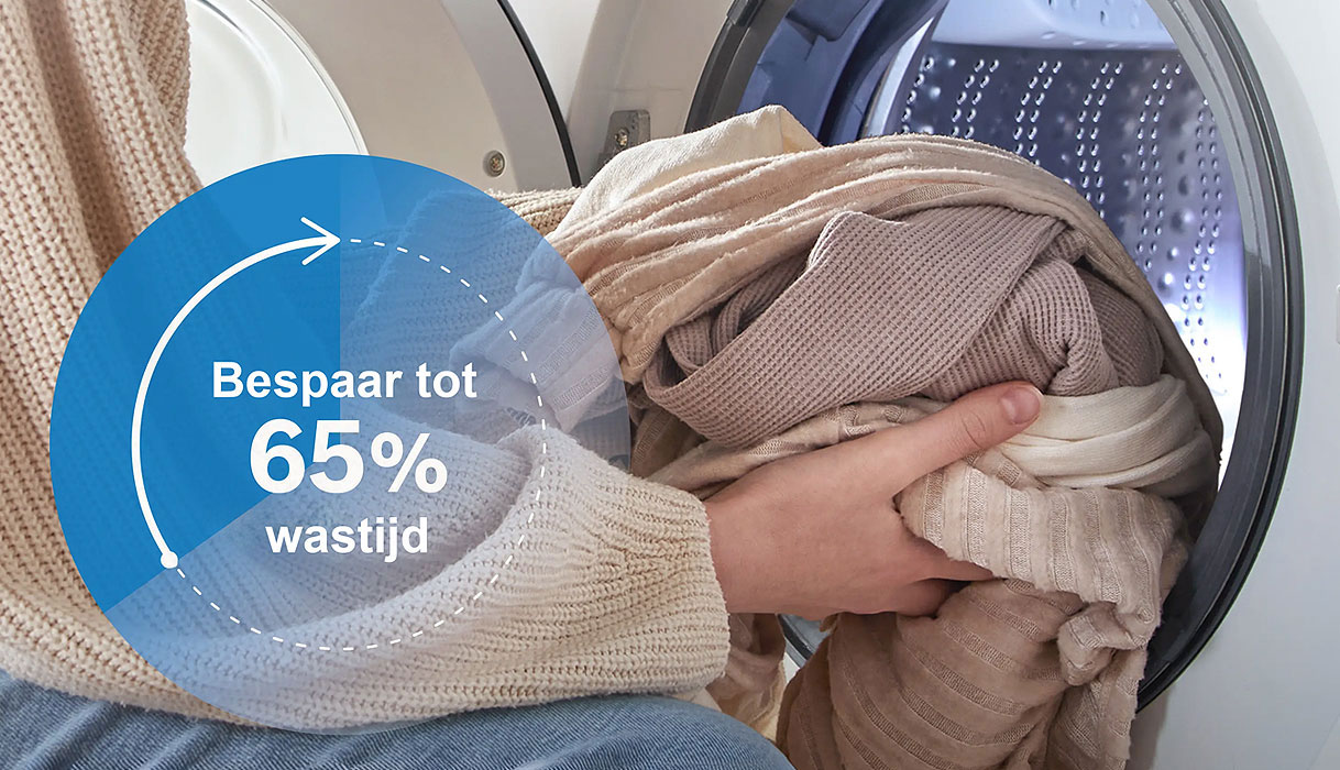 Bosch SpeedPerfect verkort de wastijd tot 65% zonder in te leveren op een schoon wasresultaat.