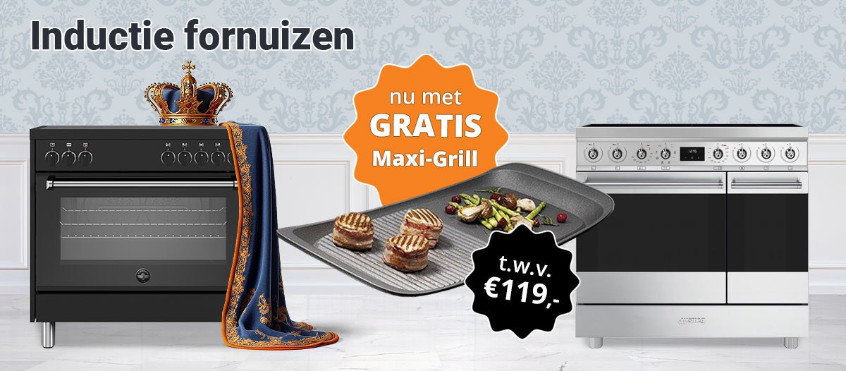 Geselecteerde inductie fornuizen nu met een GRATIS Maxi-Grill t.w.v. €119,-