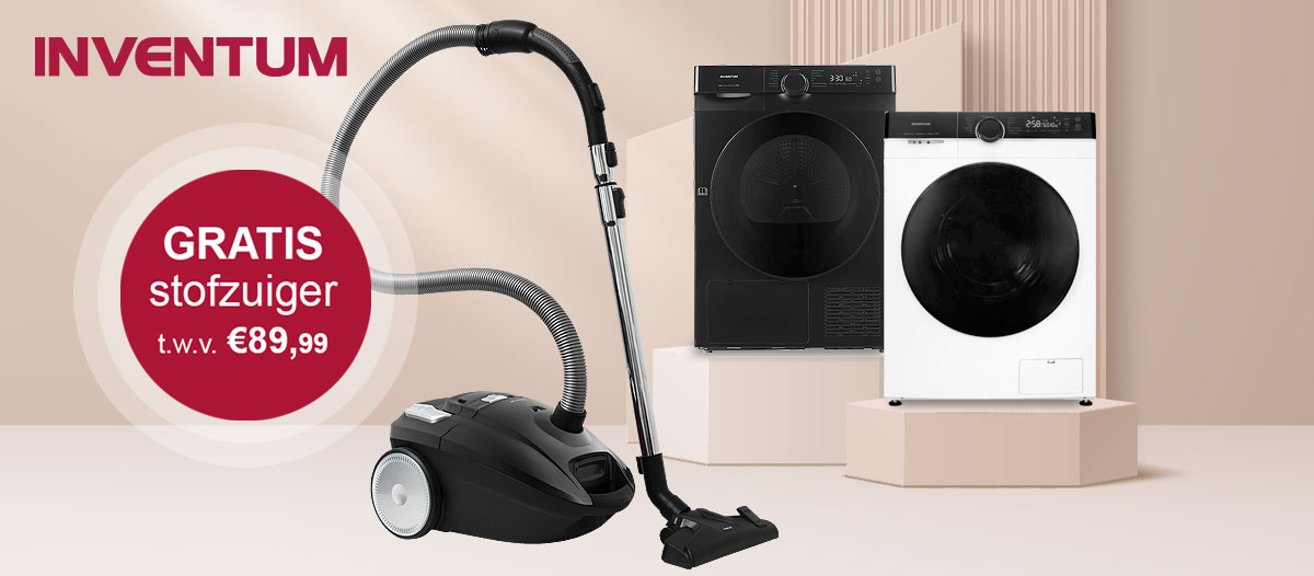 Gratis stofzuiger bij aankoop van een Inventum wasmachine of droger