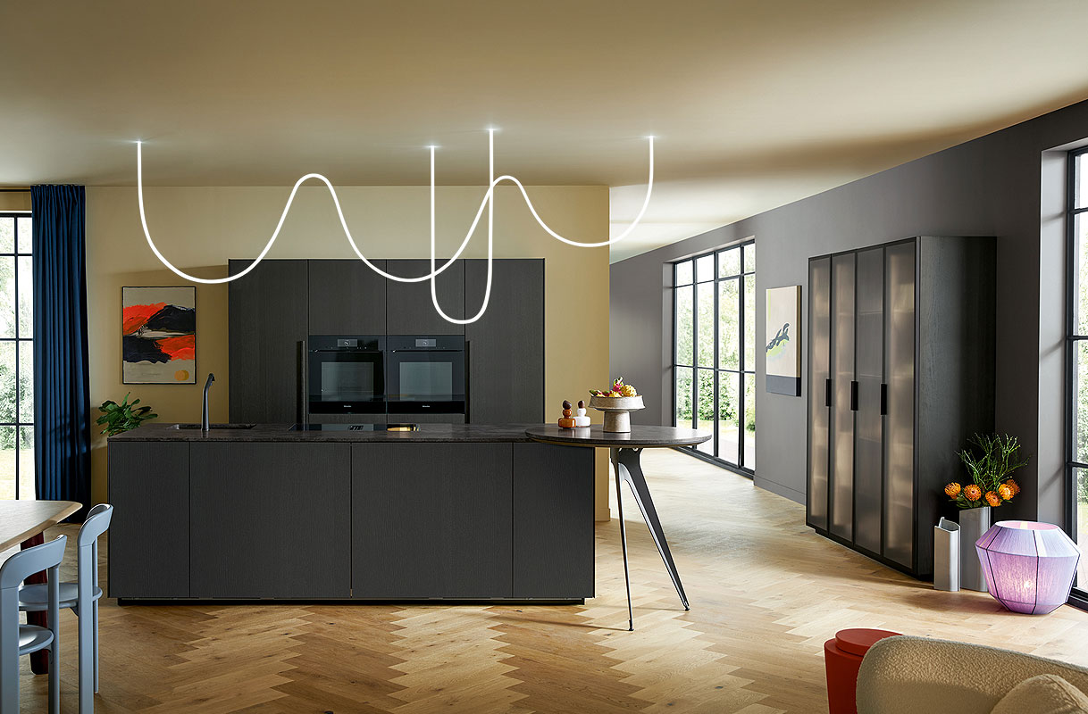 Uniek eilandopstelling in brons spiegelglas