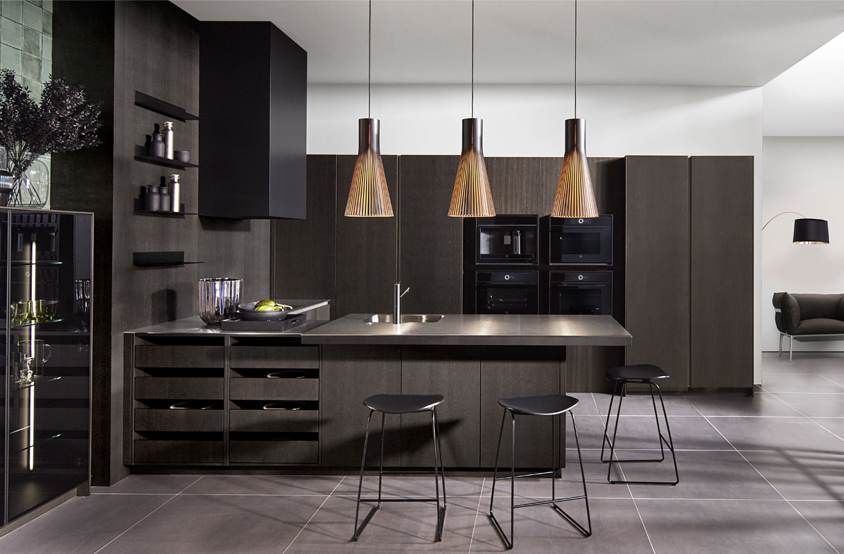 Eiken truffel grijs met zwart glas