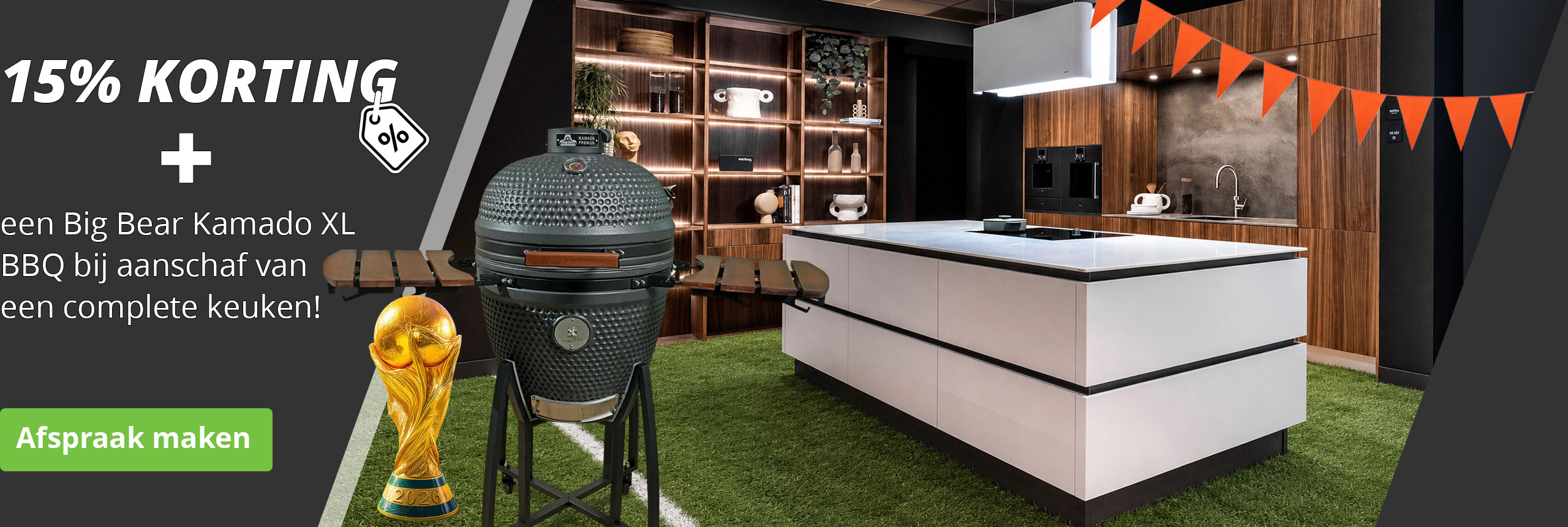 15% EXTRA WK-korting + een Big Bear Kamado BBQ cadeau!