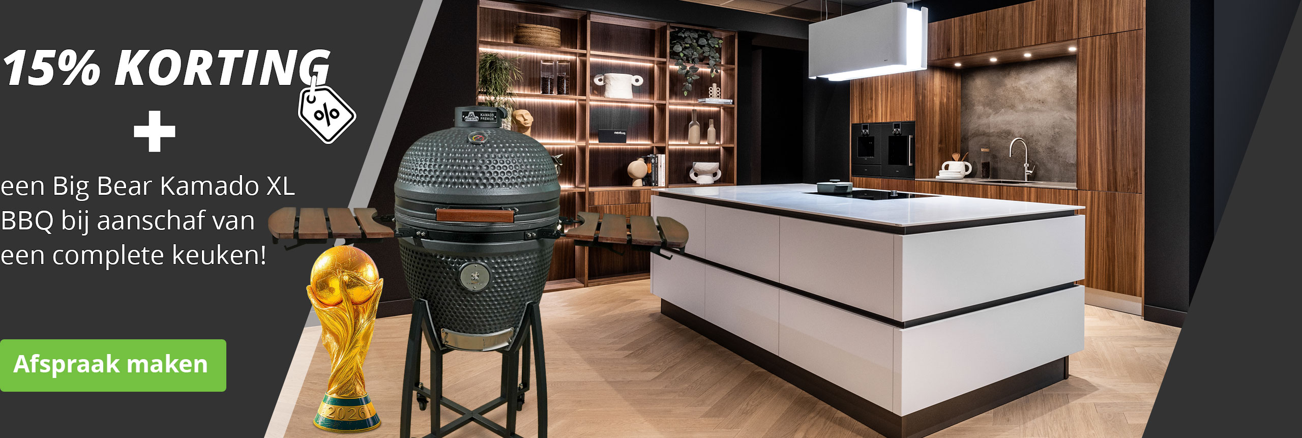 15% EXTRA WK-korting + een Big Bear Kamado BBQ cadeau!