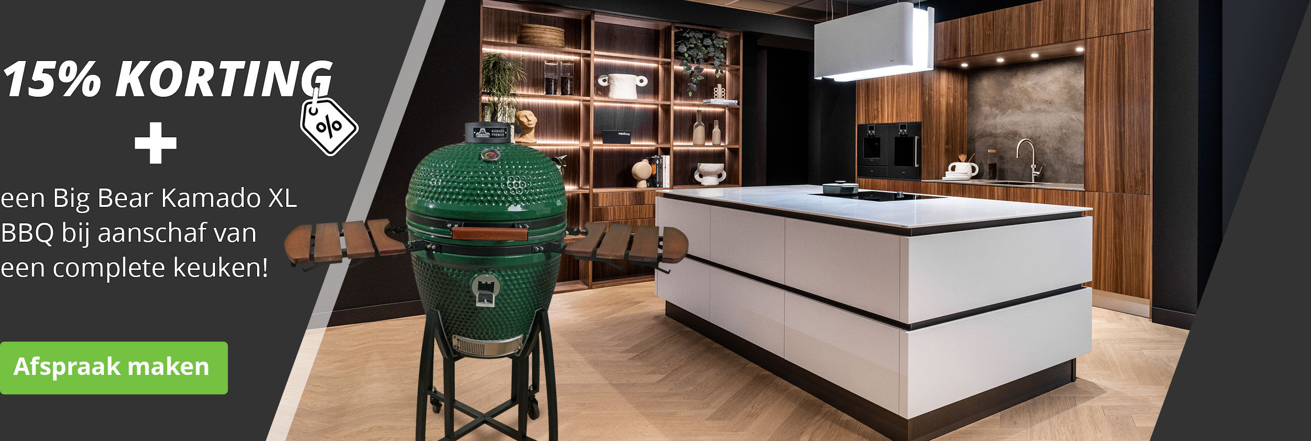 15% extra korting + een Big Bear Kamado XL BBQ cadeau.