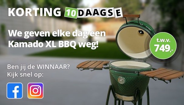 Korting 10-Daagse met tot 40% korting en elke dag een gratis Kamado BBQ