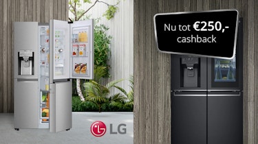 LG Amerikaanse koelkasten nu met tot 250 euro cashback korting.