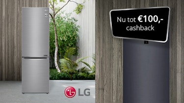 LG koel-vriescombinaties nu met tot 100 euro cashback korting.