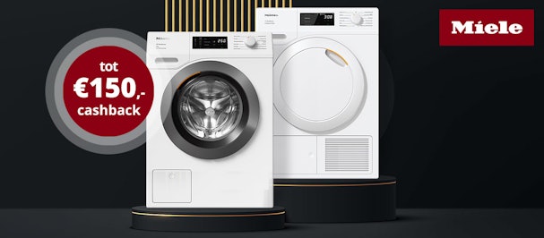 Ontvang tot €150,- cashback op wasmachines en drogers van Miele.