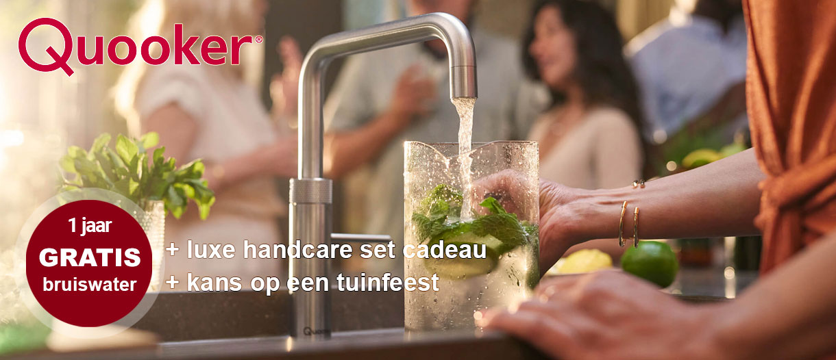 Quooker CUBE nu met 1 jaar bruiswater + luxe handcare set cadeau + kans op een tuinfeest