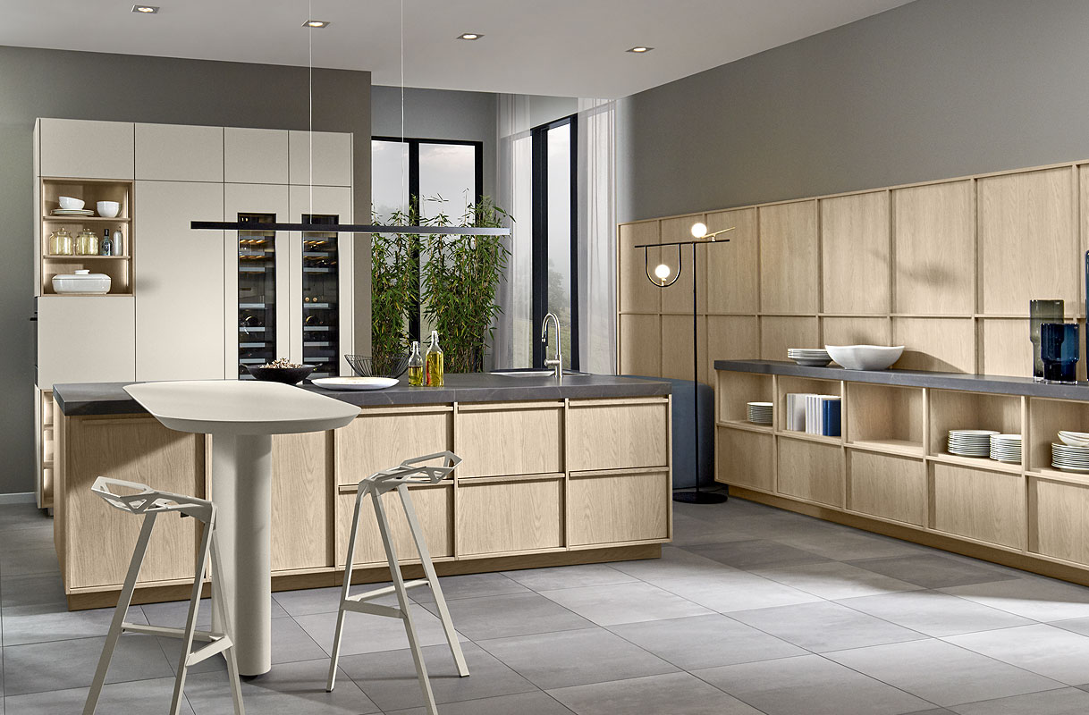 Scandinavisch greeploos keukenontwerp