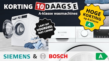 Siemens en Bosch A-klasse wasmachines met hoge korting