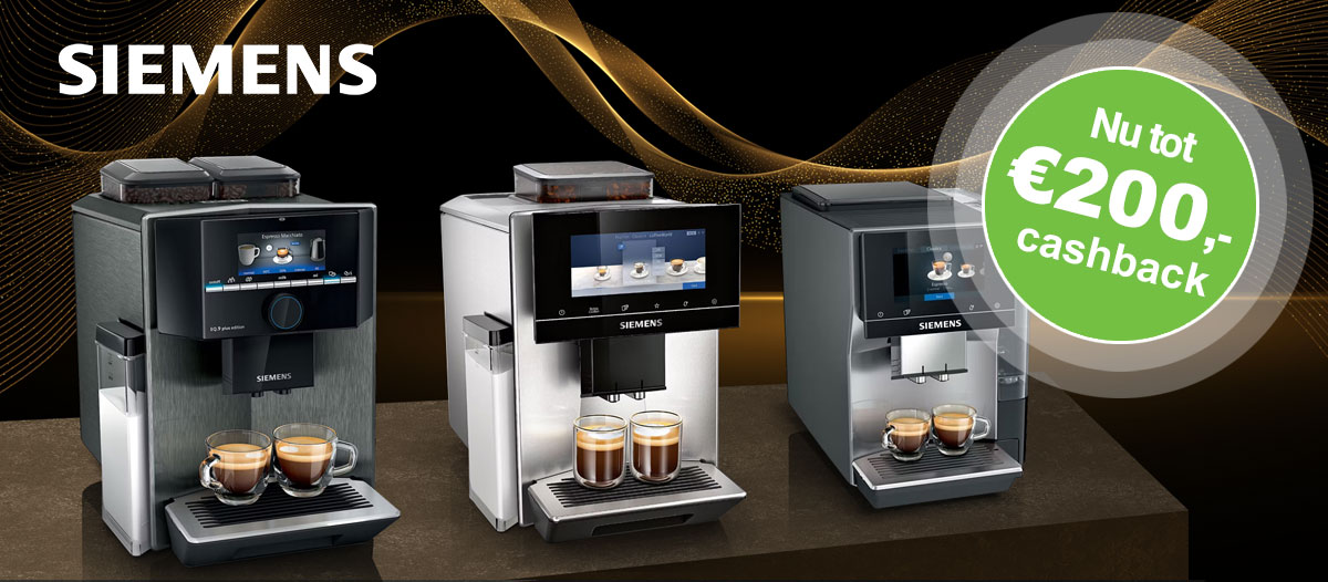 Ontvang nu tot € 200,- retour op geselecteerde Siemens EQ. espresso volautomaten