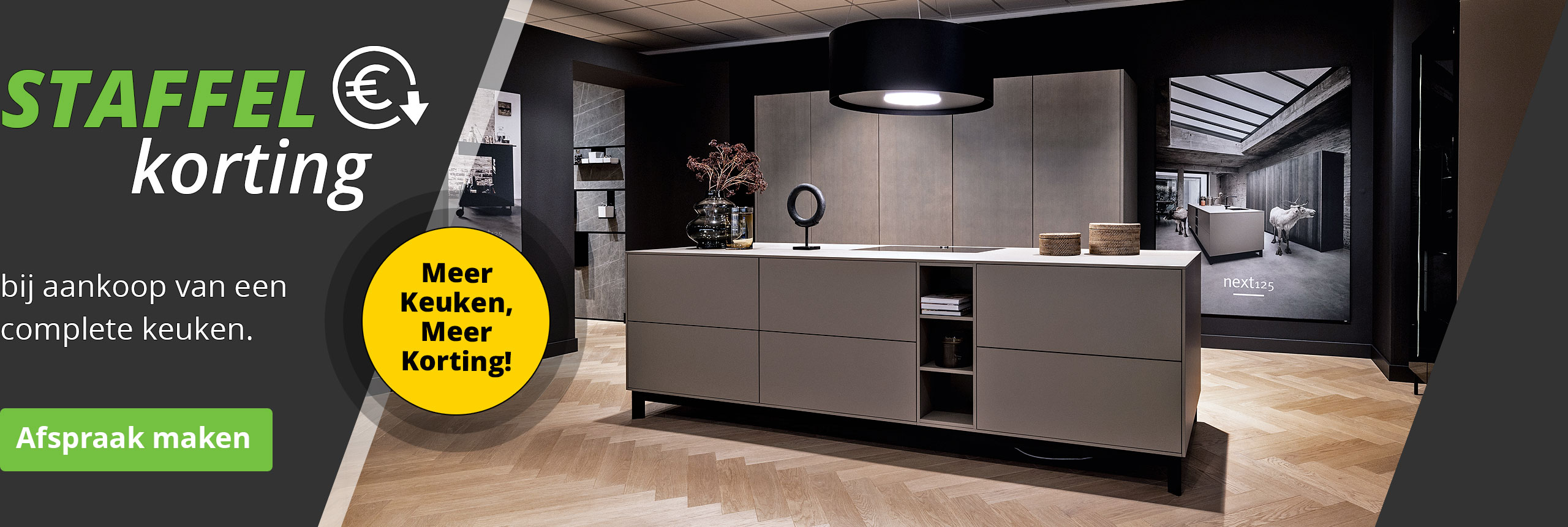 Ontvang nu Staffelkorting bij aankoop van een complete keuken.
