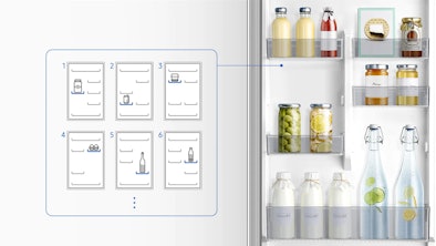 Verstelbare deurvakken in de koelkastdeur