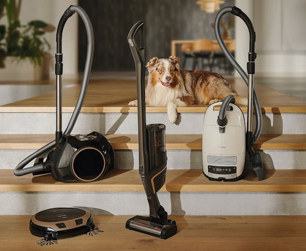 Verschillende stofzuiger types voor hondenharen - slede steelstofzuiger robotstofzuiger Miele Australian Shepherd hond trap