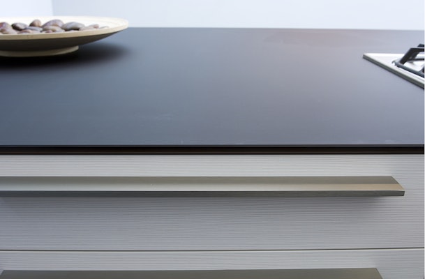 Aanrechtblad in zwart glas (Caviar Black)