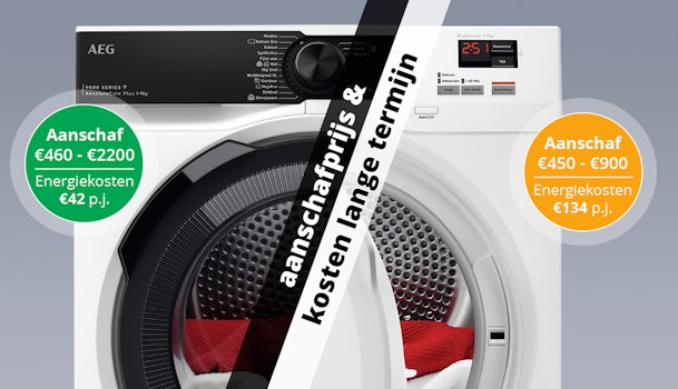 Verschil aanschafprijs en lange termijn kosten warmtepomp vs condens droger.