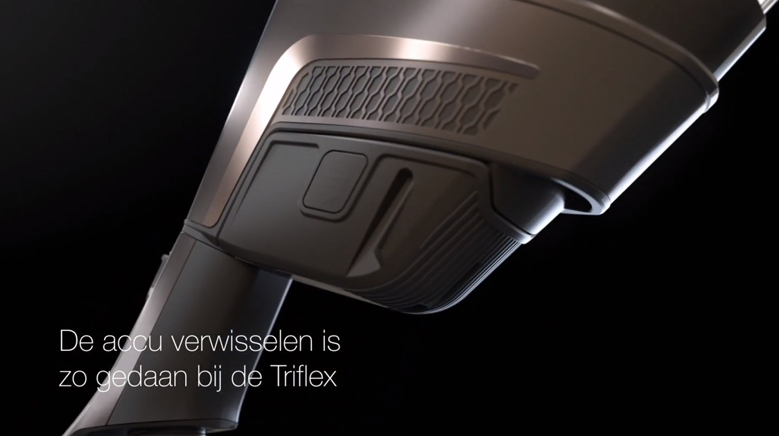 De accu verwisselen is zo gedaan bij de Triflex