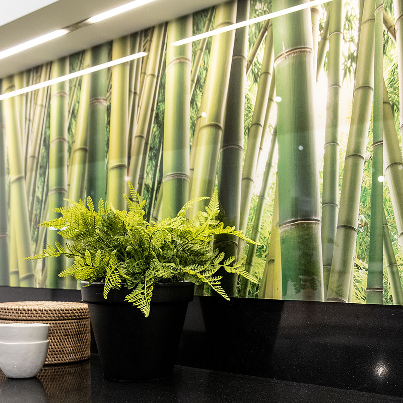 Achterwand met sfeervol bamboe-motief