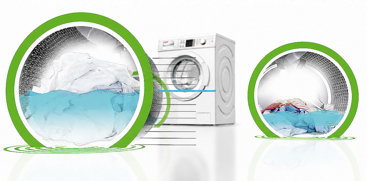 Bosch ActiveWater Plus met sensoren die het waterverbruik afstemmen op de hoeveelheid was