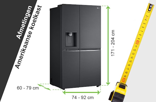 Afmetingen Amerikaanse koelkast