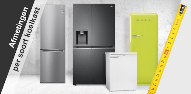 Afmetingen koelkast per soort.