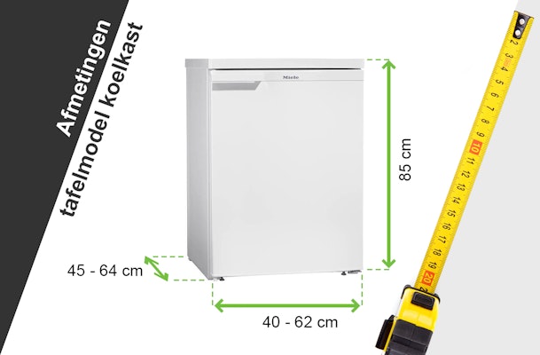 Afmetingen tafelmodel koelkast