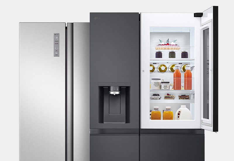 Amerikaanse koelkasten met dubbele deuren.