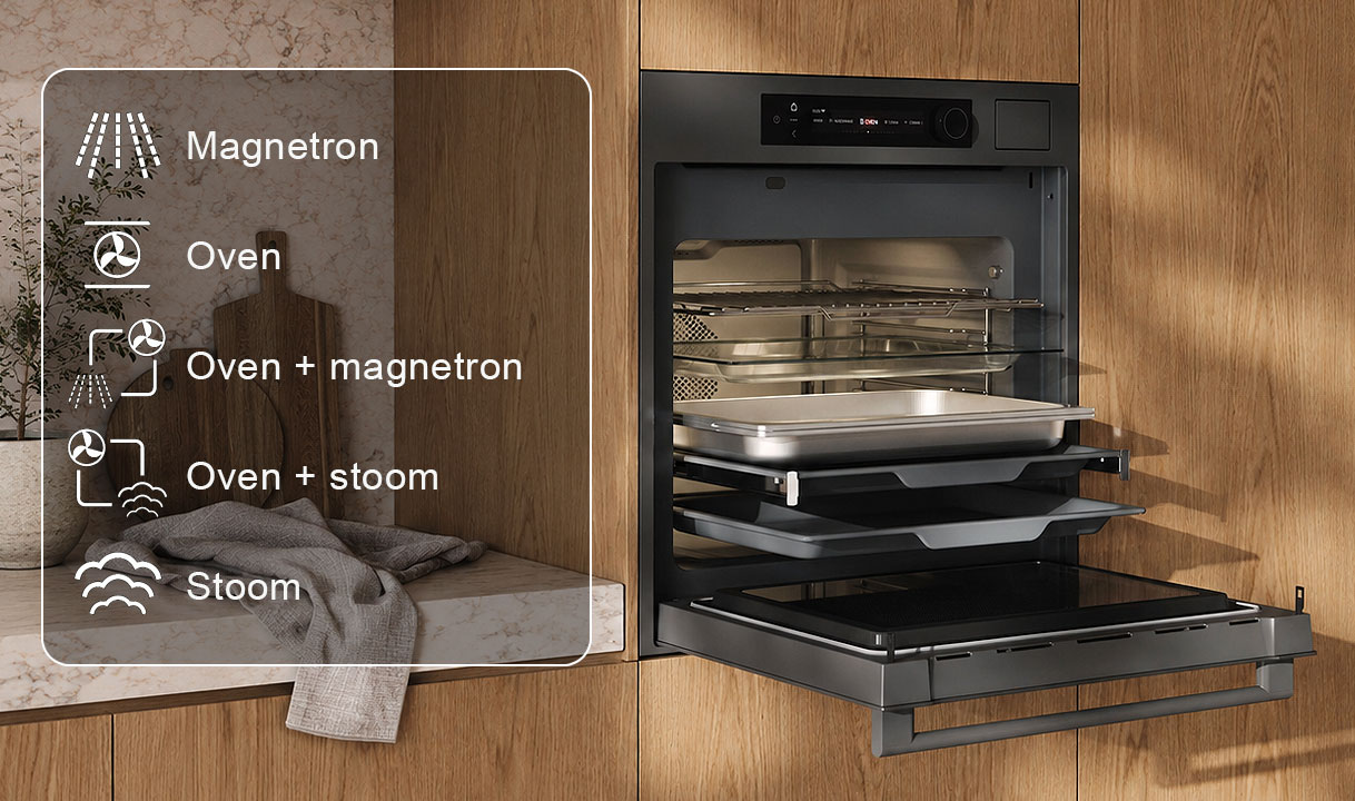 ATAG 5-in-1 oven met de vijf technieken oven, magnetron, stoom en beide combinaties