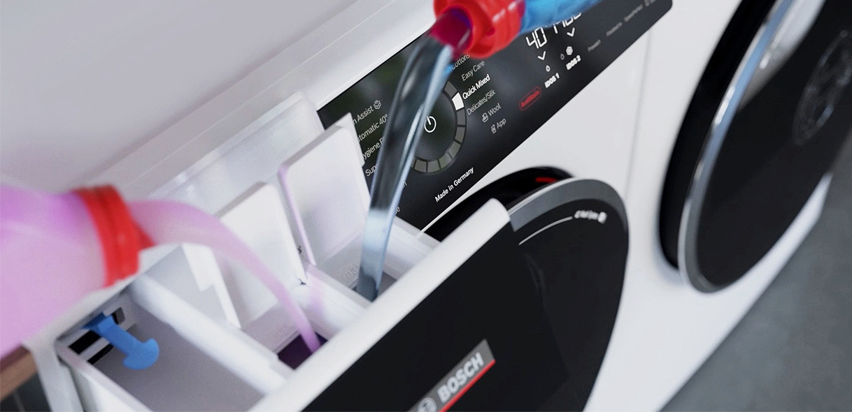 Wasmiddelreservoir van Bosch wasmachine vullen voor automatische dosering
