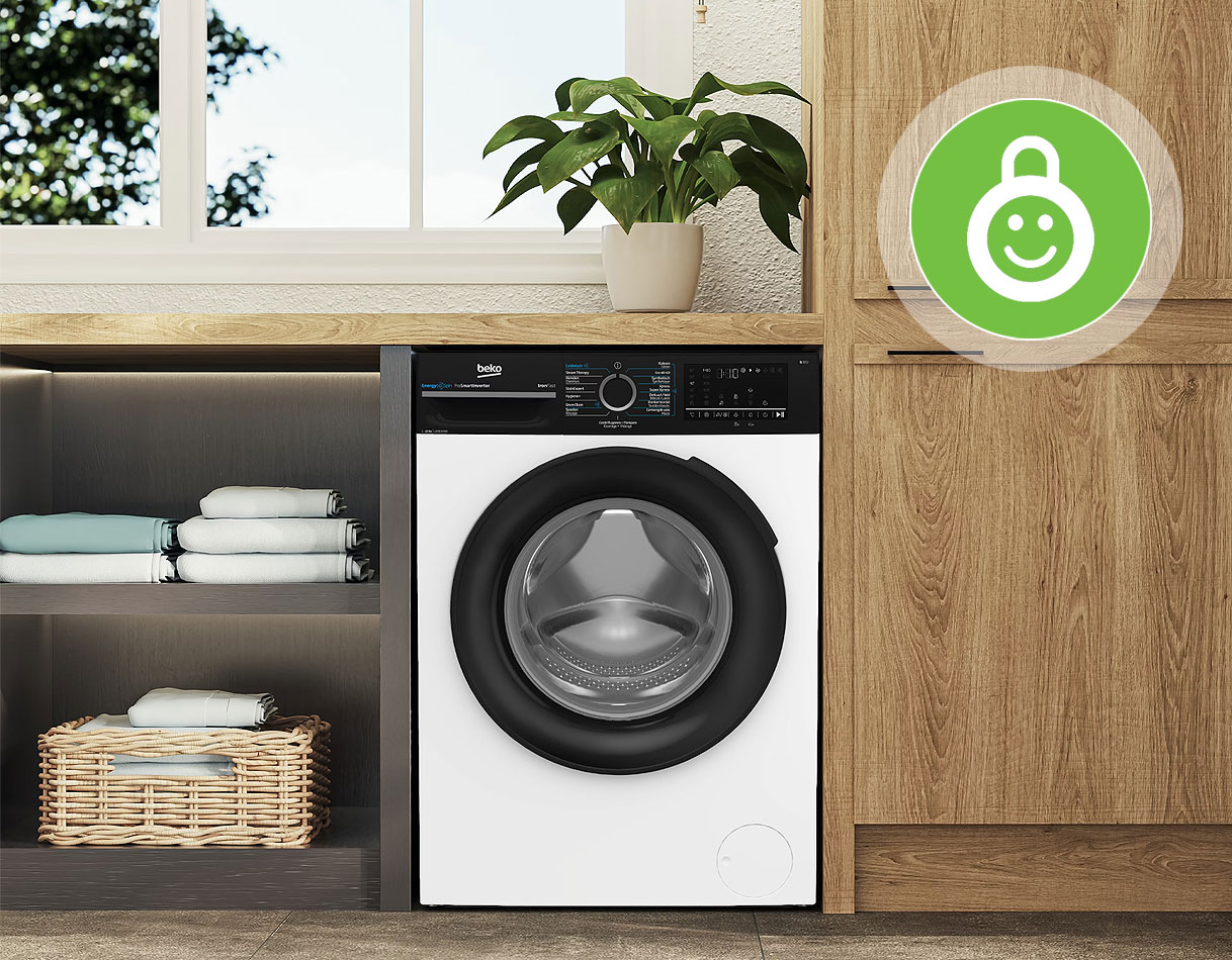 Beko wasmachine met kinderlot-icoon, mogelijke oorzaak als de wasmachine niet start